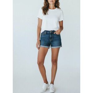 Hollister Womens High Rise Short-Short Denim Cuffed Jean Shorts Size 0 24W